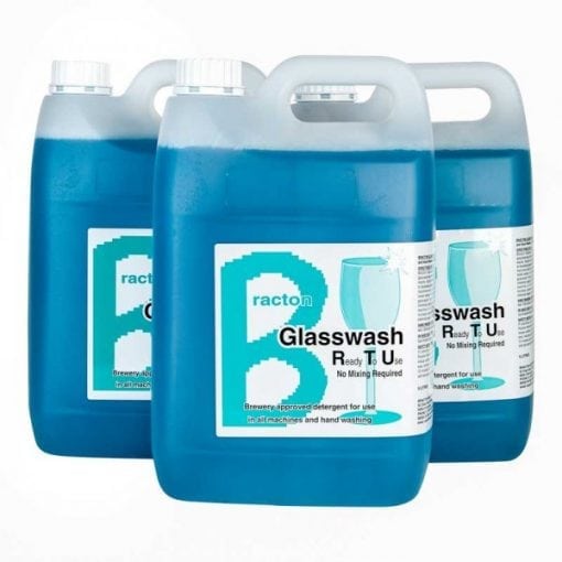 Bracton Glass Wash RTU - 5L, 15L, 25L - Brewery approved - Suitable for manual glasswashing or with automatic glasswash machines. Descales & cleans for a hygienic & perfect finish.