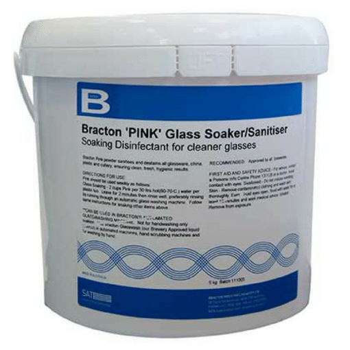 Bracton Glasswash Powder - Pink - 5Kg - Removes scale, cloudy & chalky residues, lipstick and other stains.