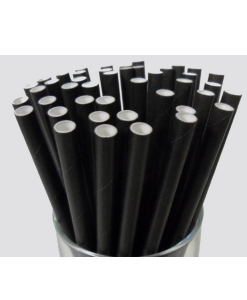 Paper Cocktail Straws - 135Mm long - 6Mm Diameter - Available in Black, Blue, Kraft, and White.